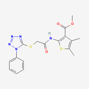molecular formula C17H17N5O3S2 B4895501 methyl 4,5-dimethyl-2-({[(1-phenyl-1H-tetrazol-5-yl)thio]acetyl}amino)-3-thiophenecarboxylate 