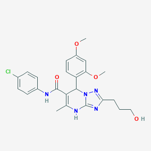 N-(4-Chlorophenyl)-7-(2,4-dimethoxyphenyl)-2-(3-hydroxypropyl)-5-methyl-4,7-dihydro-[1,2,4]triazolo[1,5-a]pyrimidine-6-carboxamide