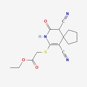 ethyl [(6,10-dicyano-9-oxo-8-azaspiro[4.5]dec-6-en-7-yl)thio]acetate