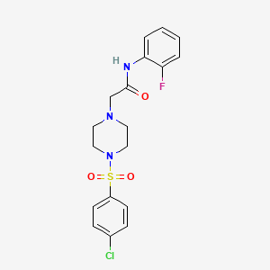 2-{4-[(4-chlorophenyl)sulfonyl]-1-piperazinyl}-N-(2-fluorophenyl)acetamide