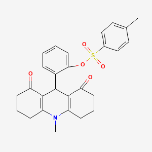 molecular formula C27H27NO5S B4895594 2-(10-methyl-1,8-dioxo-1,2,3,4,5,6,7,8,9,10-decahydro-9-acridinyl)phenyl 4-methylbenzenesulfonate 