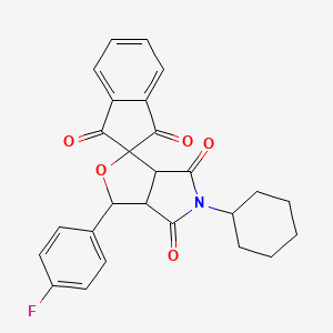 5-cyclohexyl-3-(4-fluorophenyl)-3a,6a-dihydrospiro[furo[3,4-c]pyrrole-1,2'-indene]-1',3',4,6(3H,5H)-tetrone