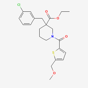 molecular formula C22H26ClNO4S B4895653 ethyl 3-(3-chlorobenzyl)-1-{[5-(methoxymethyl)-2-thienyl]carbonyl}-3-piperidinecarboxylate 