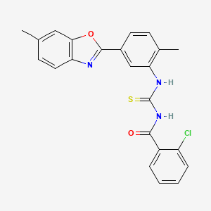 molecular formula C23H18ClN3O2S B4895682 2-chloro-N-({[2-methyl-5-(6-methyl-1,3-benzoxazol-2-yl)phenyl]amino}carbonothioyl)benzamide 