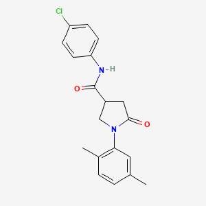 molecular formula C19H19ClN2O2 B4895715 N-(4-chlorophenyl)-1-(2,5-dimethylphenyl)-5-oxo-3-pyrrolidinecarboxamide 