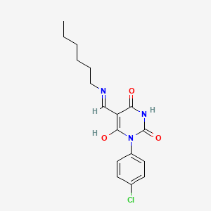 molecular formula C17H20ClN3O3 B4895765 1-(4-chlorophenyl)-5-[(hexylamino)methylene]-2,4,6(1H,3H,5H)-pyrimidinetrione 
