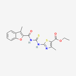 molecular formula C18H17N3O4S2 B4895798 ethyl 4-methyl-2-[({[(3-methyl-1-benzofuran-2-yl)carbonyl]amino}carbonothioyl)amino]-1,3-thiazole-5-carboxylate 