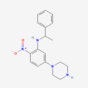 2-nitro-N-(1-phenylethyl)-5-(1-piperazinyl)aniline
