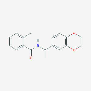molecular formula C18H19NO3 B4895829 N-[1-(2,3-dihydro-1,4-benzodioxin-6-yl)ethyl]-2-methylbenzamide 