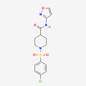 molecular formula C15H16ClN3O4S B4895838 1-[(4-chlorophenyl)sulfonyl]-N-3-isoxazolyl-4-piperidinecarboxamide 
