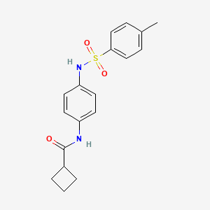 molecular formula C18H20N2O3S B4895925 N-(4-{[(4-methylphenyl)sulfonyl]amino}phenyl)cyclobutanecarboxamide 