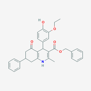 molecular formula C32H31NO5 B4895939 benzyl 4-(3-ethoxy-4-hydroxyphenyl)-2-methyl-5-oxo-7-phenyl-1,4,5,6,7,8-hexahydro-3-quinolinecarboxylate CAS No. 5706-17-2