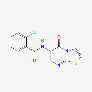 molecular formula C13H8ClN3O2S B4895999 2-chloro-N-(5-oxo-5H-[1,3]thiazolo[3,2-a]pyrimidin-6-yl)benzamide 