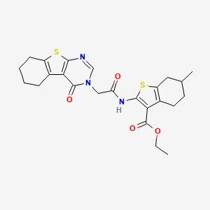 molecular formula C24H27N3O4S2 B4896123 ethyl 6-methyl-2-{[(4-oxo-5,6,7,8-tetrahydro[1]benzothieno[2,3-d]pyrimidin-3(4H)-yl)acetyl]amino}-4,5,6,7-tetrahydro-1-benzothiophene-3-carboxylate 