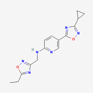 molecular formula C15H16N6O2 B4896154 5-(3-cyclopropyl-1,2,4-oxadiazol-5-yl)-N-[(5-ethyl-1,2,4-oxadiazol-3-yl)methyl]-2-pyridinamine 