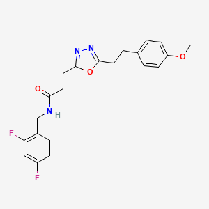 molecular formula C21H21F2N3O3 B4896218 N-(2,4-difluorobenzyl)-3-{5-[2-(4-methoxyphenyl)ethyl]-1,3,4-oxadiazol-2-yl}propanamide 