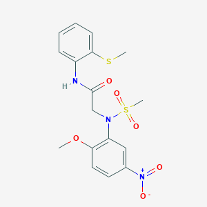molecular formula C17H19N3O6S2 B4896232 N~2~-(2-methoxy-5-nitrophenyl)-N~2~-(methylsulfonyl)-N~1~-[2-(methylthio)phenyl]glycinamide 