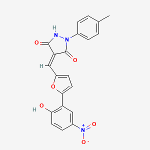 molecular formula C21H15N3O6 B4896237 4-{[5-(2-hydroxy-5-nitrophenyl)-2-furyl]methylene}-1-(4-methylphenyl)-3,5-pyrazolidinedione 
