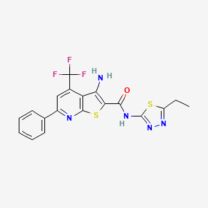 3-amino-N-(5-ethyl-1,3,4-thiadiazol-2-yl)-6-phenyl-4-(trifluoromethyl)thieno[2,3-b]pyridine-2-carboxamide