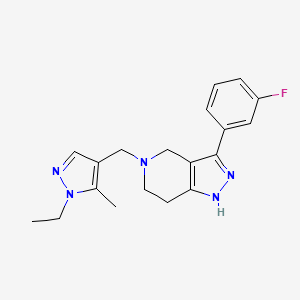 molecular formula C19H22FN5 B4896289 5-[(1-ethyl-5-methyl-1H-pyrazol-4-yl)methyl]-3-(3-fluorophenyl)-4,5,6,7-tetrahydro-1H-pyrazolo[4,3-c]pyridine 