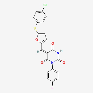 molecular formula C21H12ClFN2O4S B4896372 5-({5-[(4-chlorophenyl)thio]-2-furyl}methylene)-1-(4-fluorophenyl)-2,4,6(1H,3H,5H)-pyrimidinetrione 