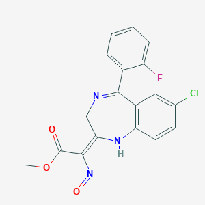 molecular formula C18H13ClFN3O3 B048964 7-Chloro-5-(2-fluorophenyl)-alpha-(hydroxyimino)-3H-1,4-benzodiazepine-2-acetic Acid Methyl Ester CAS No. 59468-41-6