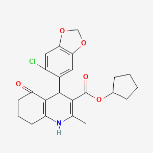 cyclopentyl 4-(6-chloro-1,3-benzodioxol-5-yl)-2-methyl-5-oxo-1,4,5,6,7,8-hexahydro-3-quinolinecarboxylate