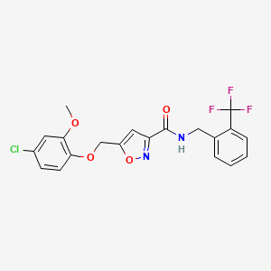 molecular formula C20H16ClF3N2O4 B4896450 5-[(4-chloro-2-methoxyphenoxy)methyl]-N-[2-(trifluoromethyl)benzyl]-3-isoxazolecarboxamide 