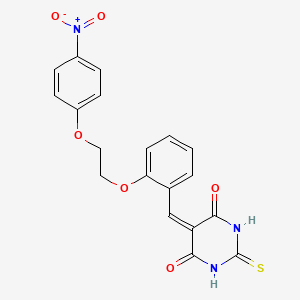 molecular formula C19H15N3O6S B4896464 5-{2-[2-(4-nitrophenoxy)ethoxy]benzylidene}-2-thioxodihydro-4,6(1H,5H)-pyrimidinedione 