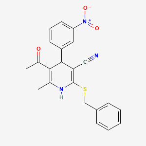 molecular formula C22H19N3O3S B4896467 5-acetyl-2-(benzylthio)-6-methyl-4-(3-nitrophenyl)-1,4-dihydro-3-pyridinecarbonitrile 