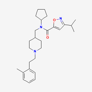 molecular formula C27H39N3O2 B4896564 N-cyclopentyl-3-isopropyl-N-({1-[2-(2-methylphenyl)ethyl]-4-piperidinyl}methyl)-5-isoxazolecarboxamide 