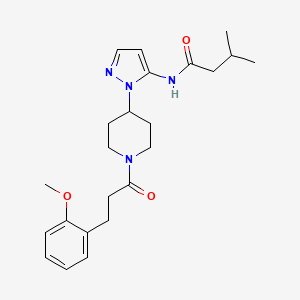 molecular formula C23H32N4O3 B4896569 N-(1-{1-[3-(2-methoxyphenyl)propanoyl]-4-piperidinyl}-1H-pyrazol-5-yl)-3-methylbutanamide 
