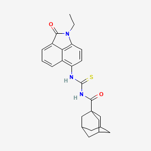 molecular formula C25H27N3O2S B4896600 N-{[(1-ethyl-2-oxo-1,2-dihydrobenzo[cd]indol-6-yl)amino]carbonothioyl}-1-adamantanecarboxamide 