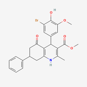 molecular formula C25H24BrNO5 B4896606 methyl 4-(3-bromo-4-hydroxy-5-methoxyphenyl)-2-methyl-5-oxo-7-phenyl-1,4,5,6,7,8-hexahydro-3-quinolinecarboxylate 