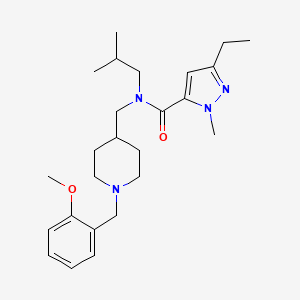 molecular formula C25H38N4O2 B4896659 3-ethyl-N-isobutyl-N-{[1-(2-methoxybenzyl)-4-piperidinyl]methyl}-1-methyl-1H-pyrazole-5-carboxamide 