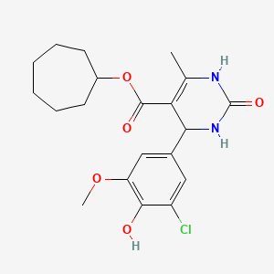 molecular formula C20H25ClN2O5 B4896671 cycloheptyl 4-(3-chloro-4-hydroxy-5-methoxyphenyl)-6-methyl-2-oxo-1,2,3,4-tetrahydro-5-pyrimidinecarboxylate 