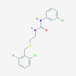 molecular formula C16H15Cl2FN2OS B4896680 N-{2-[(2-chloro-6-fluorobenzyl)thio]ethyl}-N'-(3-chlorophenyl)urea 