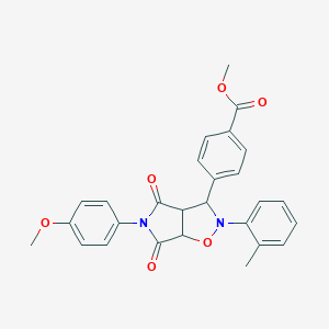 molecular formula C27H24N2O6 B489669 methyl 4-(5-(4-methoxyphenyl)-4,6-dioxo-2-(o-tolyl)hexahydro-2H-pyrrolo[3,4-d]isoxazol-3-yl)benzoate CAS No. 1005085-32-4