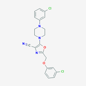 2-[(3-Chlorophenoxy)methyl]-5-[4-(3-chlorophenyl)-1-piperazinyl]-1,3-oxazole-4-carbonitrile