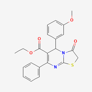molecular formula C22H20N2O4S B4896716 ethyl 5-(3-methoxyphenyl)-3-oxo-7-phenyl-2,3-dihydro-5H-[1,3]thiazolo[3,2-a]pyrimidine-6-carboxylate 
