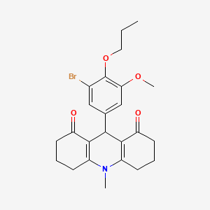 molecular formula C24H28BrNO4 B4896735 9-(3-bromo-5-methoxy-4-propoxyphenyl)-10-methyl-3,4,6,7,9,10-hexahydro-1,8(2H,5H)-acridinedione 