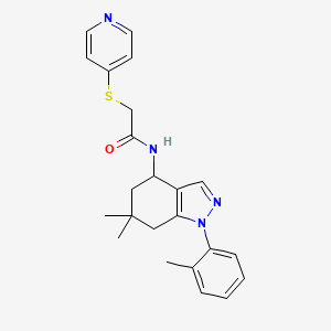 N-[6,6-dimethyl-1-(2-methylphenyl)-4,5,6,7-tetrahydro-1H-indazol-4-yl]-2-(4-pyridinylthio)acetamide