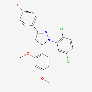 molecular formula C23H19Cl2FN2O2 B4896764 1-(2,5-dichlorophenyl)-5-(2,4-dimethoxyphenyl)-3-(4-fluorophenyl)-4,5-dihydro-1H-pyrazole 
