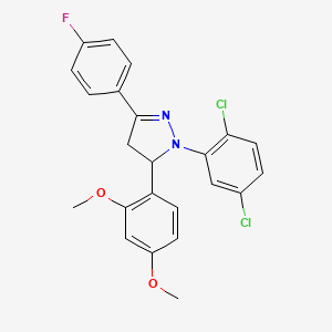 molecular formula C23H19Cl2FN2O2 B4896764 2-(2,5-Dichlorophenyl)-3-(2,4-dimethoxyphenyl)-5-(4-fluorophenyl)-3,4-dihydropyrazole 