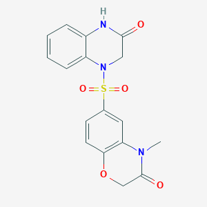 molecular formula C17H15N3O5S B4896765 4-methyl-6-[(3-oxo-3,4-dihydro-1(2H)-quinoxalinyl)sulfonyl]-2H-1,4-benzoxazin-3(4H)-one 