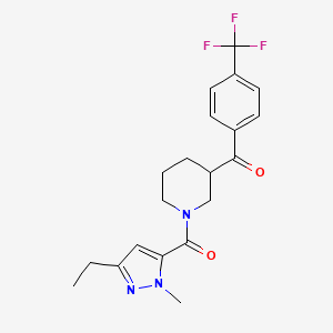 molecular formula C20H22F3N3O2 B4896813 {1-[(3-ethyl-1-methyl-1H-pyrazol-5-yl)carbonyl]-3-piperidinyl}[4-(trifluoromethyl)phenyl]methanone 