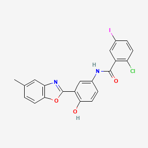 2-chloro-N-[4-hydroxy-3-(5-methyl-1,3-benzoxazol-2-yl)phenyl]-5-iodobenzamide
