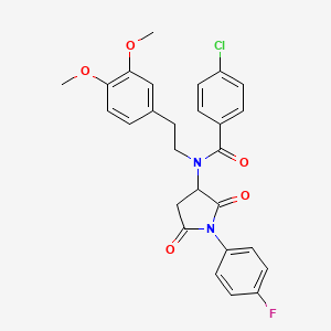 molecular formula C27H24ClFN2O5 B4896875 4-chloro-N-[2-(3,4-dimethoxyphenyl)ethyl]-N-[1-(4-fluorophenyl)-2,5-dioxo-3-pyrrolidinyl]benzamide 