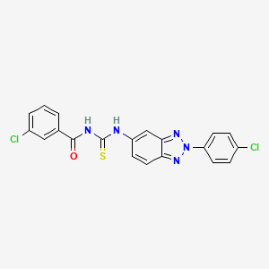 molecular formula C20H13Cl2N5OS B4896964 3-chloro-N-({[2-(4-chlorophenyl)-2H-1,2,3-benzotriazol-5-yl]amino}carbonothioyl)benzamide CAS No. 347331-79-7