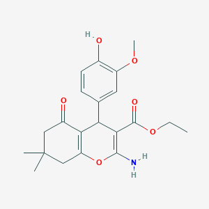 ethyl 2-amino-4-(4-hydroxy-3-methoxyphenyl)-7,7-dimethyl-5-oxo-5,6,7,8-tetrahydro-4H-chromene-3-carboxylate